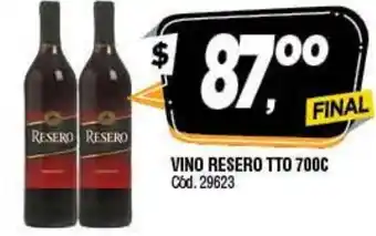 Supermercados Yaguar Vino Resero TTO 700c oferta
