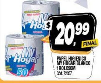 Supermercados Yaguar Papel Higienico My Hogar Blanco 1Rolx50m oferta