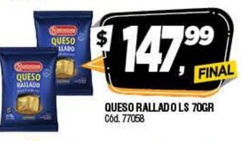 Supermercados Yaguar Queso Rallado LS 70gr oferta