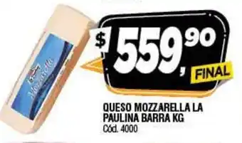 Queso Mozzarella La Paulina Barra