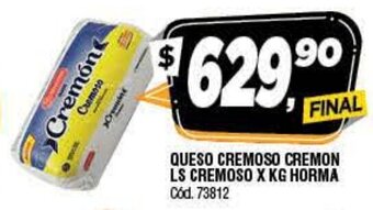 Supermercados Yaguar Queso Cremoso Cremon LS Cremoso x kg Horma oferta