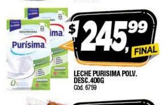 Supermercados Yaguar Leche Purisima Polv Desc 400g oferta