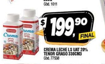 Crema Leche LS UAT 20% Tenor Graso 330cm3