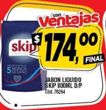 Supermercados Yaguar Skip Jabon Liquido 800ml D/p oferta