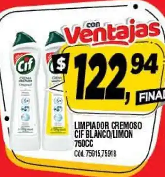 Supermercados Yaguar Limpiador Cremoso CIF Blanco/Limon 750cc oferta