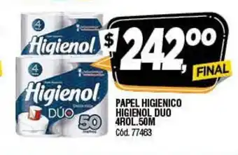 Supermercados Yaguar Papel Higienico Higienol Duo 4Rol 50m oferta