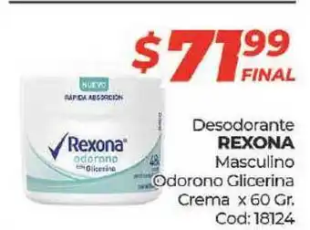 Diarco Rexona Desodorante Masculino Odorono Glicerina Crema 60gr oferta
