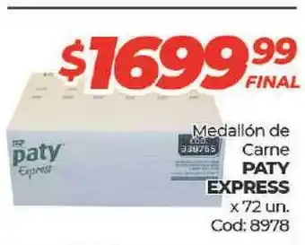 Diarco Paty Express Medallón De Carne 72un oferta