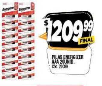 Supermercados Yaguar Pilas Energizer AAA 20unid oferta