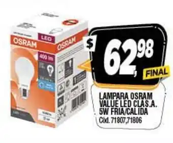 Supermercados Yaguar Lampara OSRAM Value LEd Clas A 5w Fria/Calida oferta