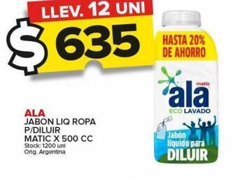 Carrefour Maxi Jabón líquido ala p/ diluir matic x 500cc oferta