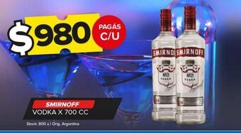 Carrefour Maxi Vodka smirnoff x 700cc oferta