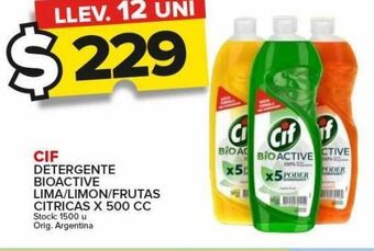 Carrefour Maxi Detergente cif bioactive limón/lima/frutas citricas x 500cc oferta