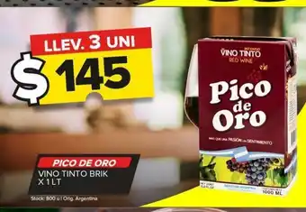 Carrefour Maxi Vino tinto brik pico de oro x 1l oferta