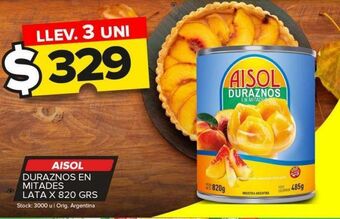 Carrefour Maxi Duraznos en mitades aisol lata 820g oferta