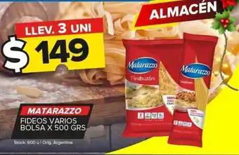 Carrefour Maxi Fideos matarazzo varios bolsa x 500g oferta