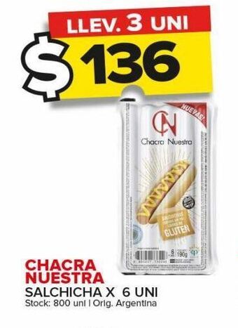 Carrefour Maxi Salchichas chacra nuestra x 6uni oferta