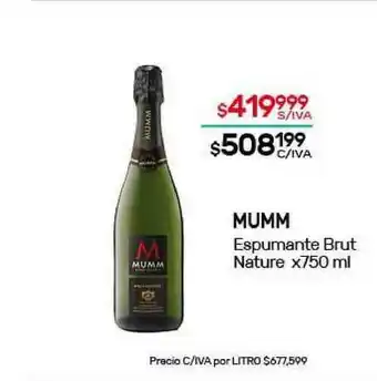 Nini Mayorista Mumm Espumante Brut Nature X750 Ml oferta