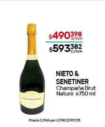 Nini Mayorista Nieto & Senetiner Champaña Brut Nature X750 Ml oferta