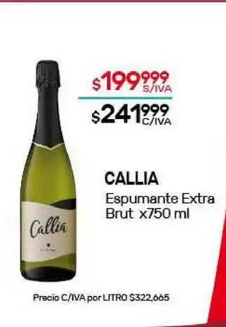 Nini Mayorista Callia Espumante Extra Brut X750 Ml oferta