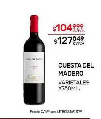 Nini Mayorista Cuesta Del Madero Varietales x750 ml oferta
