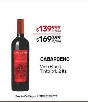 Nini Mayorista Cabarceno Vino Blend Tinto x1.12 lts oferta