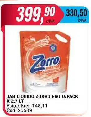 Maxiconsumo Jab.Liquido Zorro Evo D-Pack X 2,7 Lt oferta