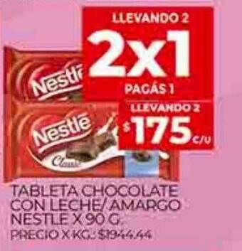 Supermercados DIA Tableta chocolate con leche amargo nestle oferta