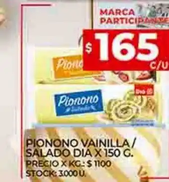 Supermercados DIA Pionono vainilla salado dia oferta