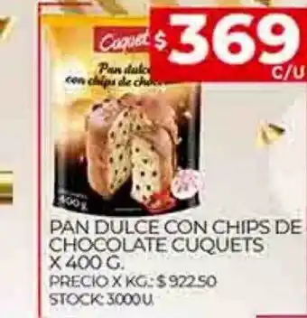 Supermercados DIA Pan dulce con chips de chocolate cuquets oferta