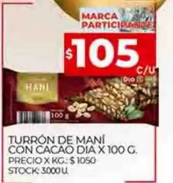 Supermercados DIA Turrón de mani con cacao dia oferta