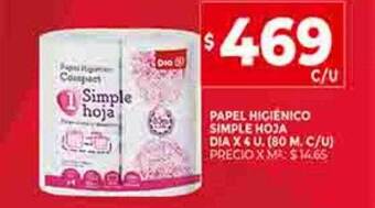 Supermercados DIA Papel higiénico simple hoja dia oferta