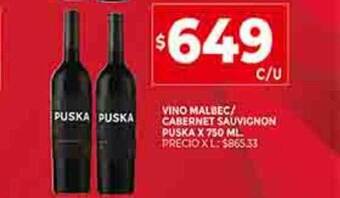 Supermercados DIA Vino malbec cabernet sauvignon puska oferta
