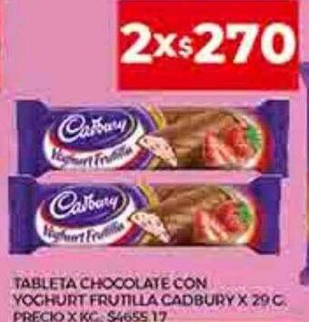 Supermercados DIA Tableta chocolate con yoghurt frutilla cadbury oferta