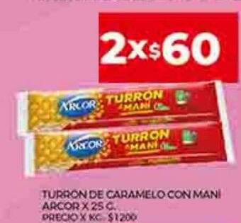 Supermercados DIA Turron de caramelo con mani arcor oferta