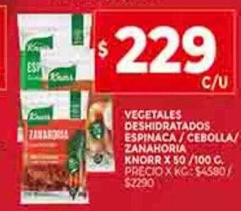 Supermercados DIA Vegetales deshidratados espinaca cebolla zanahoria knorr oferta