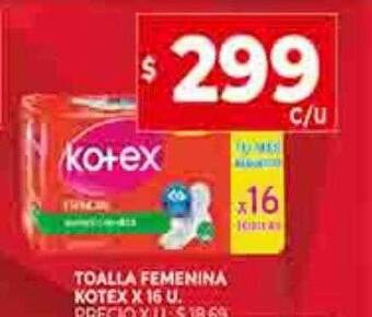 Supermercados DIA Toalla femenina kotex oferta
