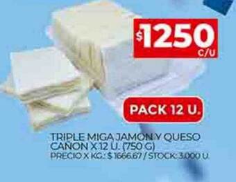 Supermercados DIA Triple miga jamon y queso cañon oferta