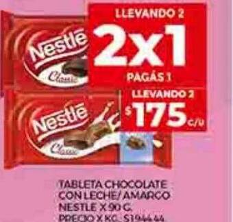Supermercados DIA Tableta chocolate con leche amargo nestle oferta