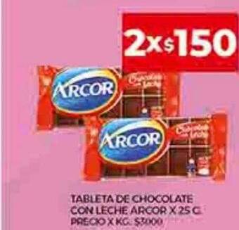 Supermercados DIA Tableta de chocolate con leche arcor oferta