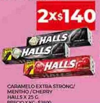 Supermercados DIA Caramelo extra strong mentho cherry halls oferta