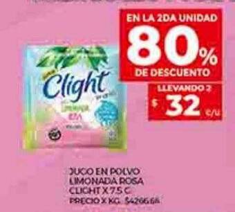 Supermercados DIA Jugo en polvo limonada rosa clight en la 2da unidad 80% de descuento oferta