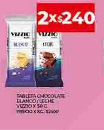 Supermercados DIA Tableta chocolate blanco leche vizzio oferta