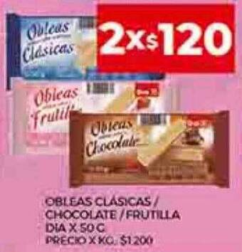 Supermercados DIA Obleas clasicas chocolate frutilla dia oferta