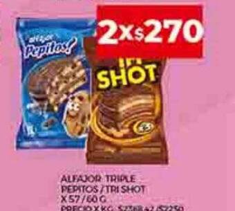 Supermercados DIA Alfajor triple pepitos tri shot oferta
