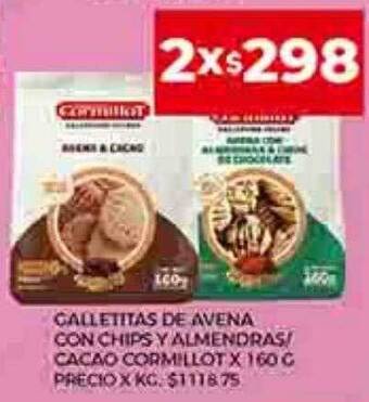 Supermercados DIA Galletitas de avena con chips y almendras cacao cormillot oferta