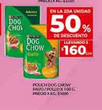 Supermercados DIA Pouch dog chow pavo pollo en la 2da unidad 50% de descuento oferta