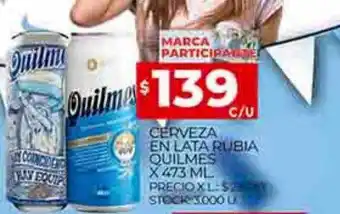 Supermercados DIA Cerveza en lata rubia quilmes oferta