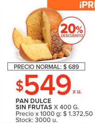 Carrefour Pan dulce sin frutas oferta