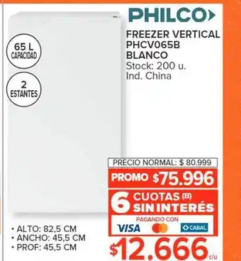Carrefour Philco freezer vertical phcv065b blanco oferta